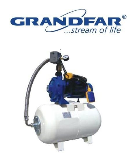Grandfar H SCPM 158-50lt 50 Litre Yatay Tanklı 1Hp 220V Tek Kademeli Pompalı Paket Hidrofor 4 kat 12 daire